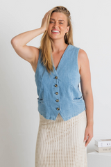 Ari Vest Top - Denim - The Self Styler