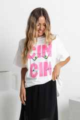 Cin Cin Relaxed-Fit Graphic Tee - White - The Self Styler