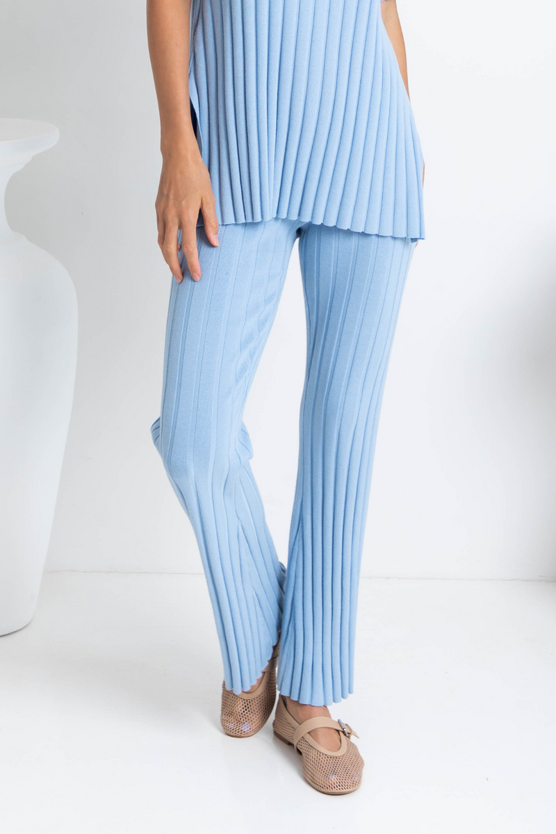 Amari Knit Pant - Blue - The Self Styler