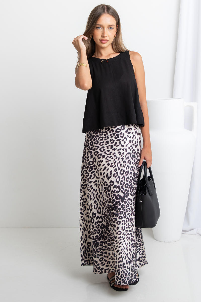 Tia Maxi Skirt - Leopard Print - The Self Styler