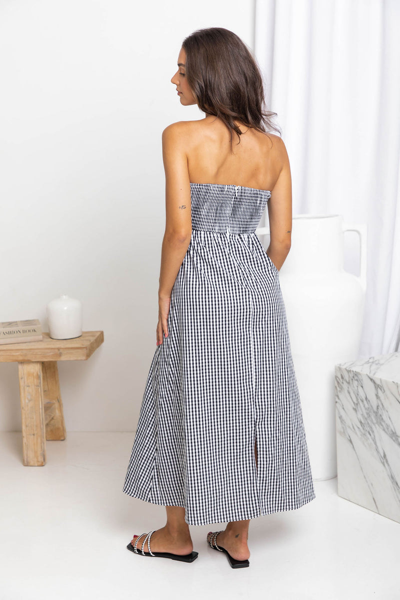 Merci Gingham Maxi Dress - Black and White - The Self Styler