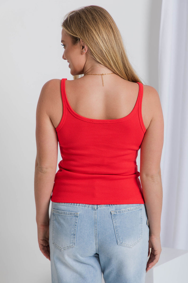 Harley Ribbed Tank Top - Red - The Self Styler