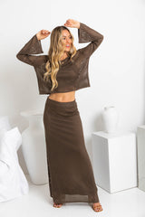 Florence Crochet Maxi Skirt - Mocha - The Self Styler