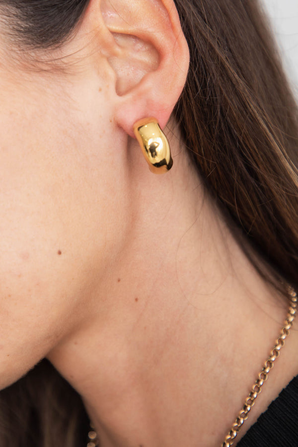 Bevelled Chunky Hoop Earrings - Gold - The Self Styler