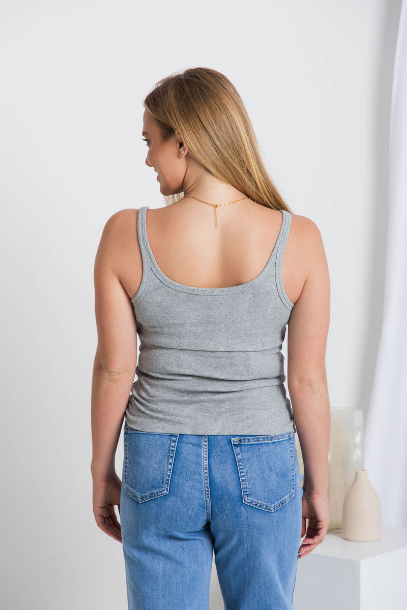 Harley Ribbed Tank Top - Grey Marle - The Self Styler