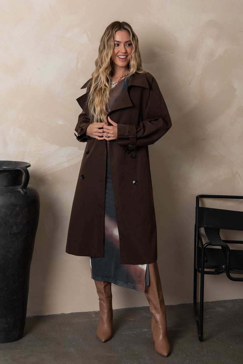 Tallon Trench Coat - Chocolate - The Self Styler