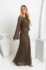 Florence Crochet Maxi Skirt - Mocha - The Self Styler