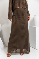 Florence Crochet Maxi Skirt - Mocha - The Self Styler