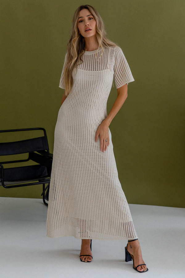 *FINAL SALE* Airlie Crochet Maxi Dress - Natural - The Self Styler