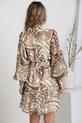 Khalia Mini Dress - Khaki Zebra Print - The Self Styler