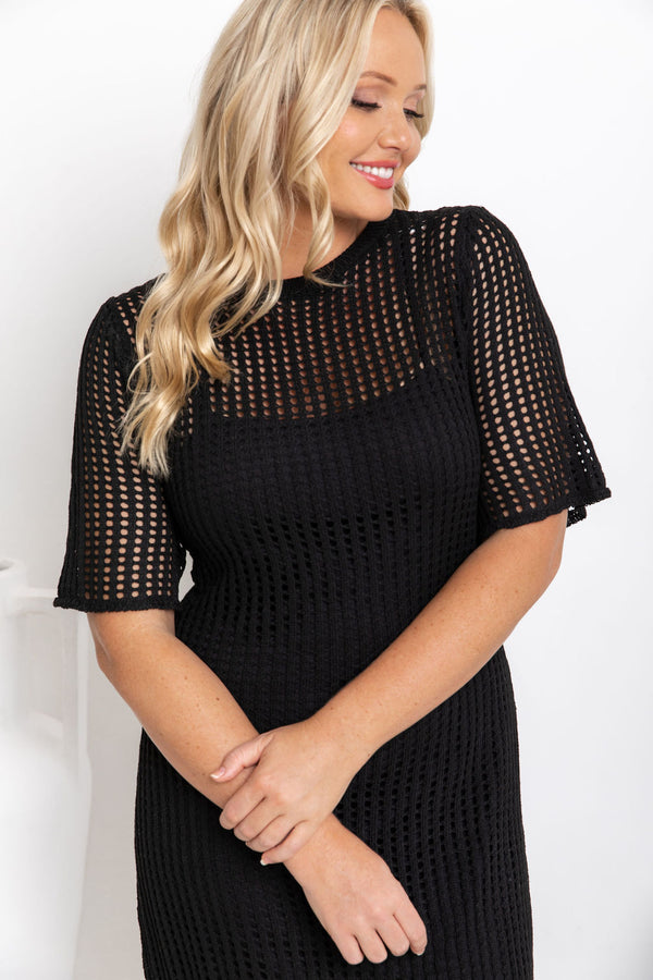 Airlie Crochet Maxi Dress - Black - The Self Styler