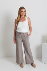 Ziggy Wide-Leg Pant - Taupe - The Self Styler