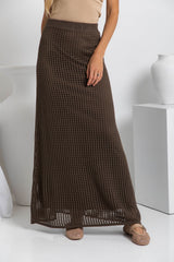 Florence Crochet Maxi Skirt - Mocha - The Self Styler