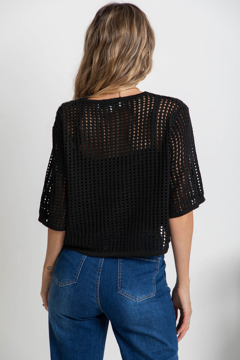 Isabel Crochet Crop Top - Black - The Self Styler