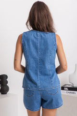 Atlas Denim Vest Top - Mid-Wash Blue Denim - The Self Styler