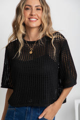 Isabel Crochet Crop Top - Black - The Self Styler