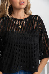 Isabel Crochet Top - Black - The Self Styler