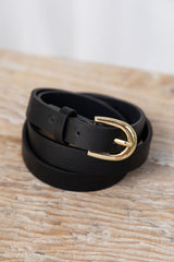 Ellis Skinny Belt - Black/Gold - The Self Styler