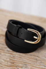 Ellis Skinny Belt - Black/Gold - The Self Styler