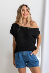 Avalon Off-The-Shoulder Top - Black - The Self Styler