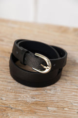 Ellis Skinny Belt - Black/Silver - The Self Styler