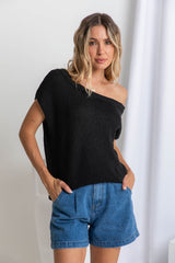 Avalon Off-The-Shoulder Top - Black - The Self Styler