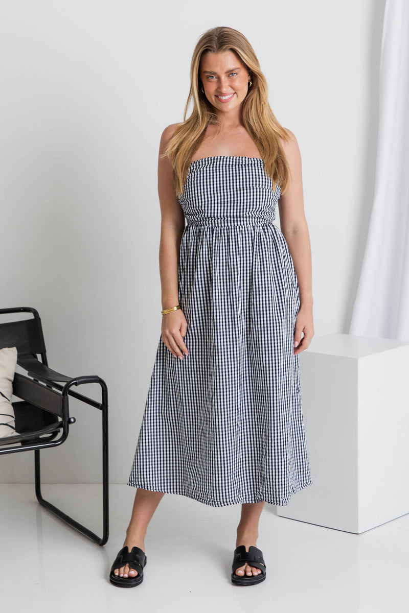 Merci Gingham Maxi Dress - Black and White - The Self Styler