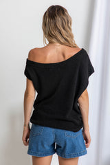 Avalon Off-The-Shoulder Top - Black - The Self Styler