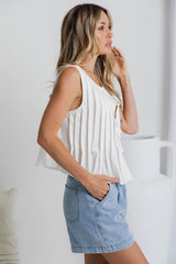 Tuscany Pleat Top - White - The Self Styler