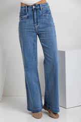 Stevie Wide-Leg Denim Jeans - Light Wash - The Self Styler