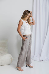 Ziggy Wide-Leg Pant - Taupe - The Self Styler