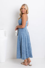 Kylie Denim Midi Dress - Light Wash - The Self Styler