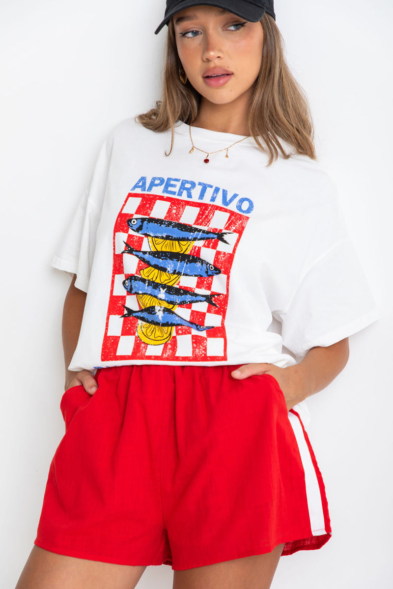 Sardinia Relaxed-Fit Graphic Tee - Sardine Print - The Self Styler