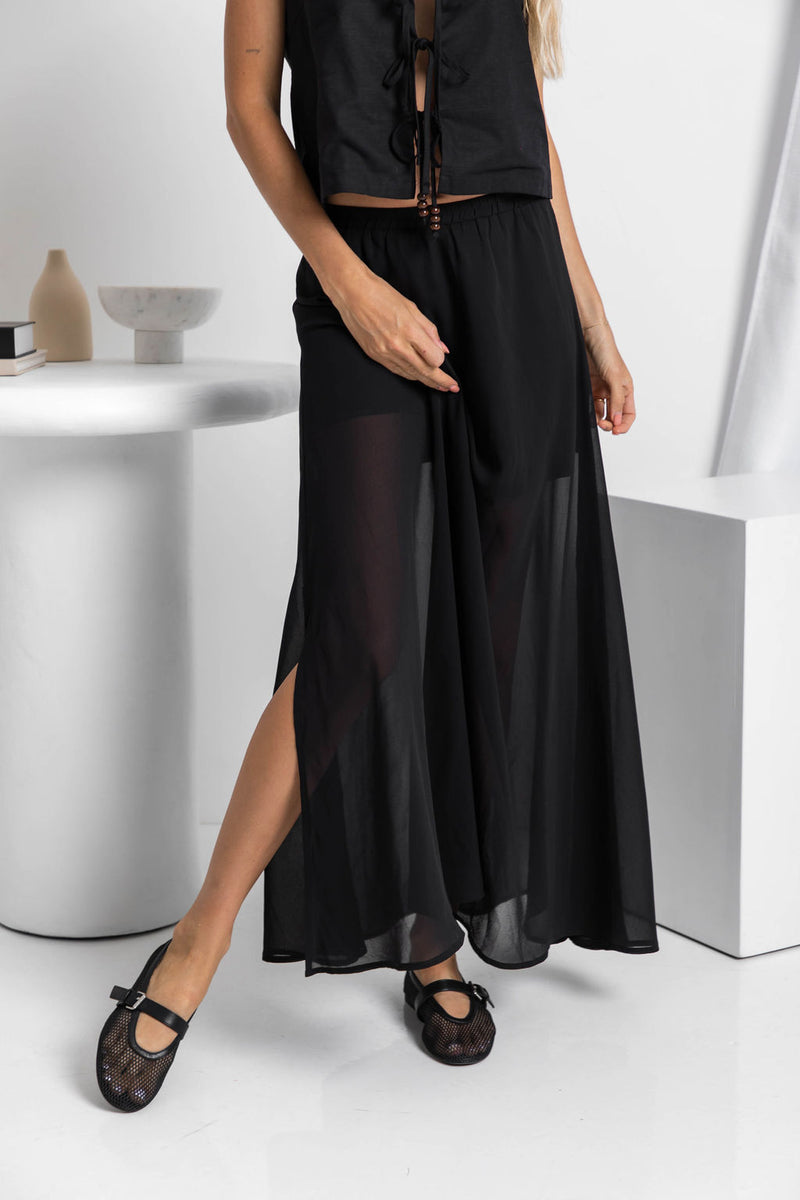 Alli Sheer Maxi Skirt - Black - The Self Styler