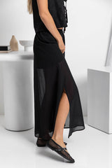 Alli Sheer Maxi Skirt - Black - The Self Styler