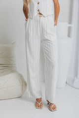 Erin Wide-Leg Pants - Pinstripe - The Self Styler