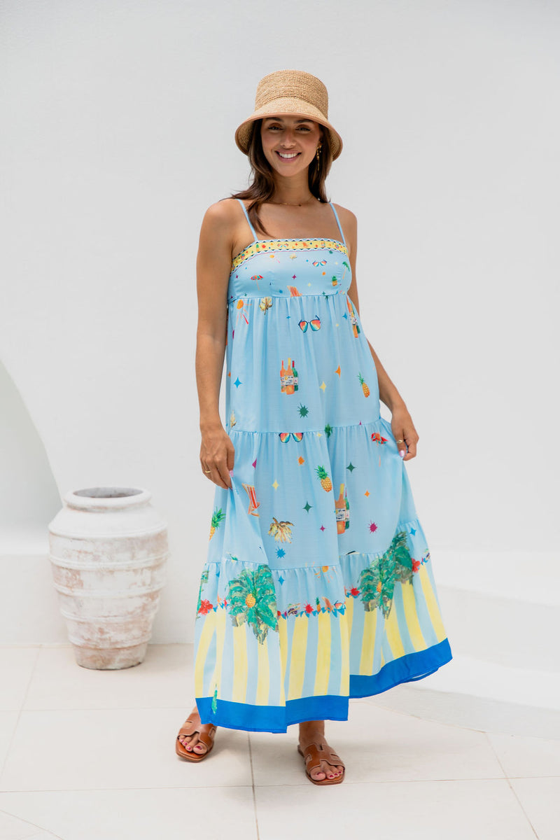 Sienna Maxi Dress - Blue Print - The Self Styler