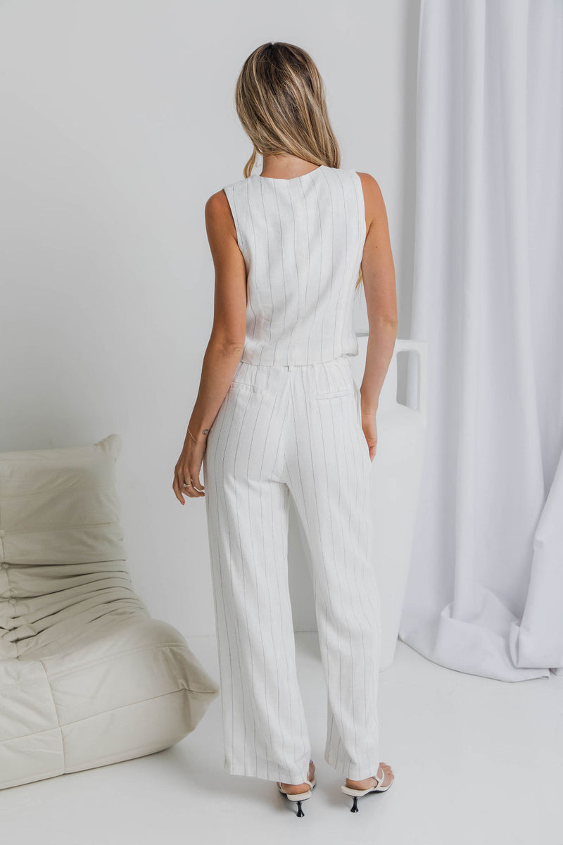 Erin Wide-Leg Pants - Pinstripe - The Self Styler