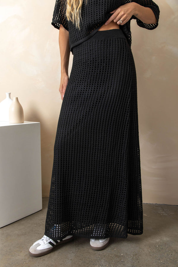 Florence Crochet Maxi Skirt - Black - The Self Styler