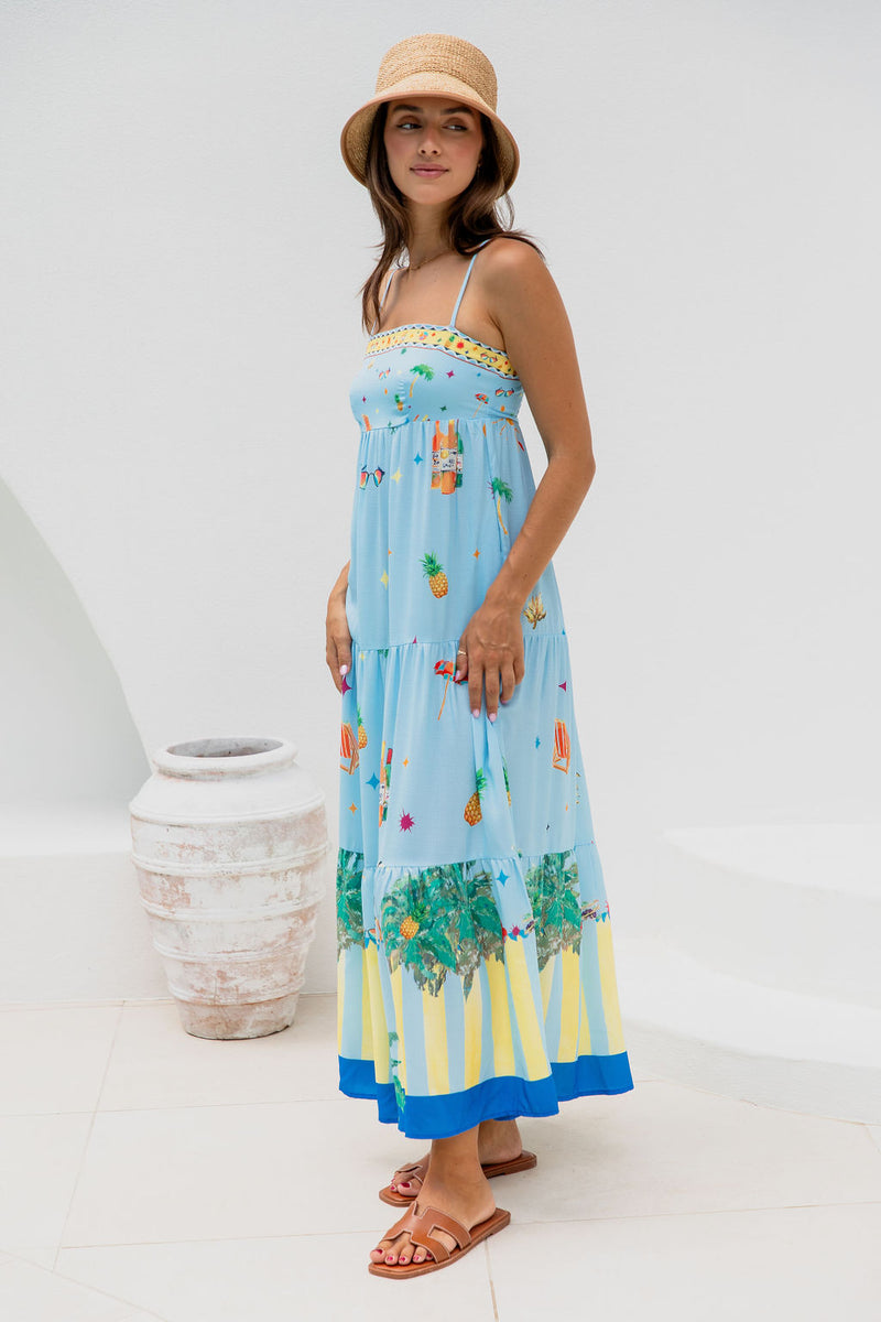 Sienna Maxi Dress - Blue Print - The Self Styler