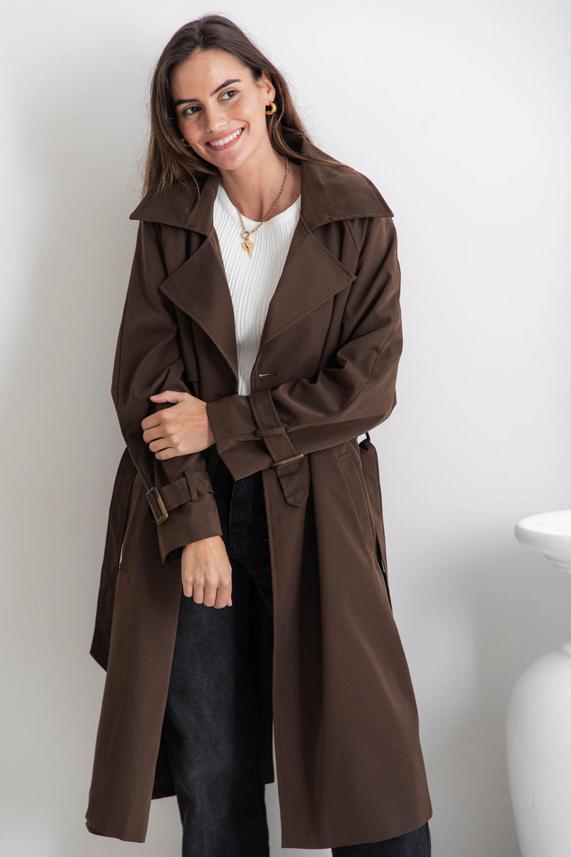 Tallon Trench Coat - Chocolate - The Self Styler