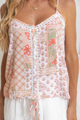 Tilly Lace Cami Top - Paisley Print - The Self Styler