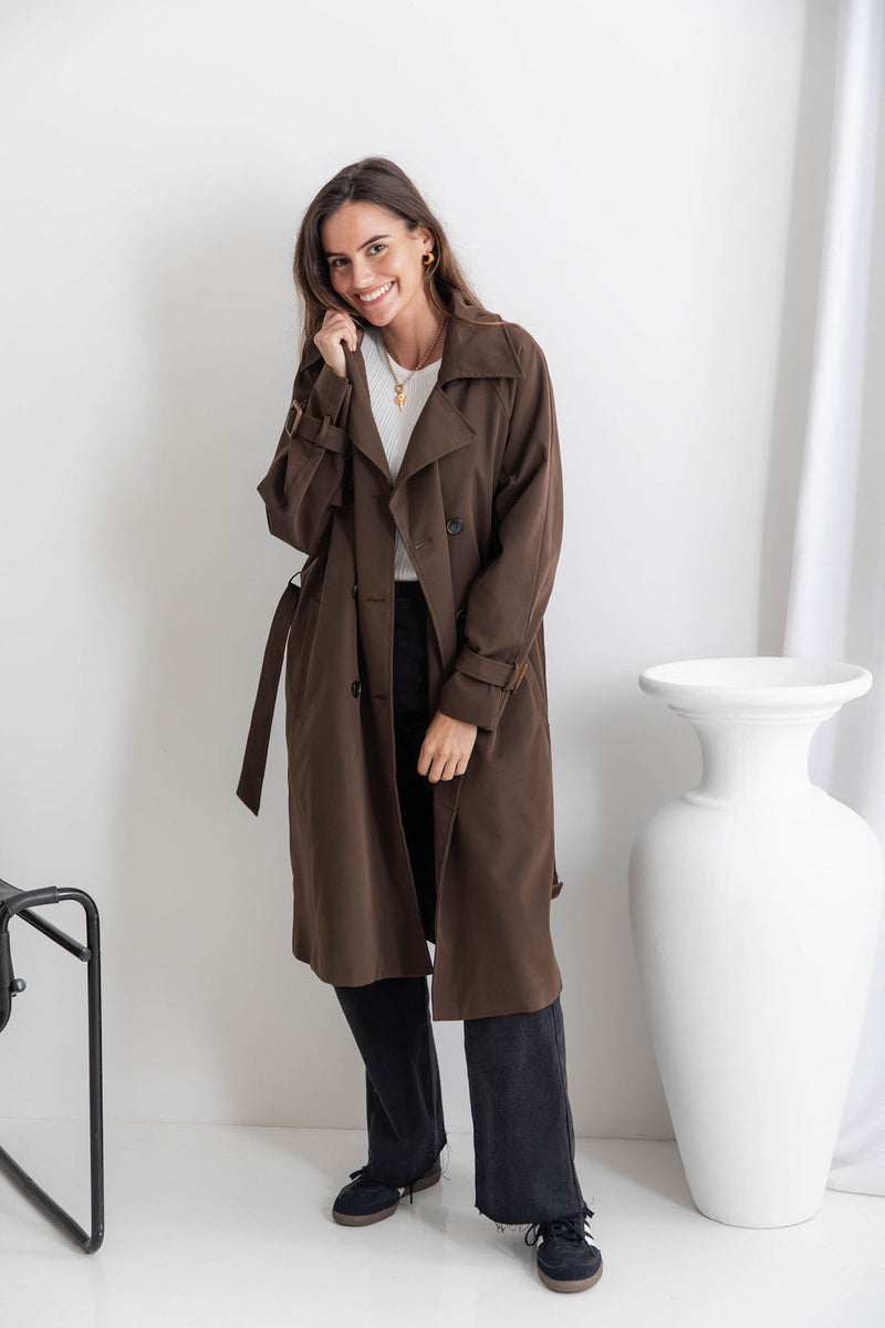 Tallon Trench Coat - Chocolate - The Self Styler