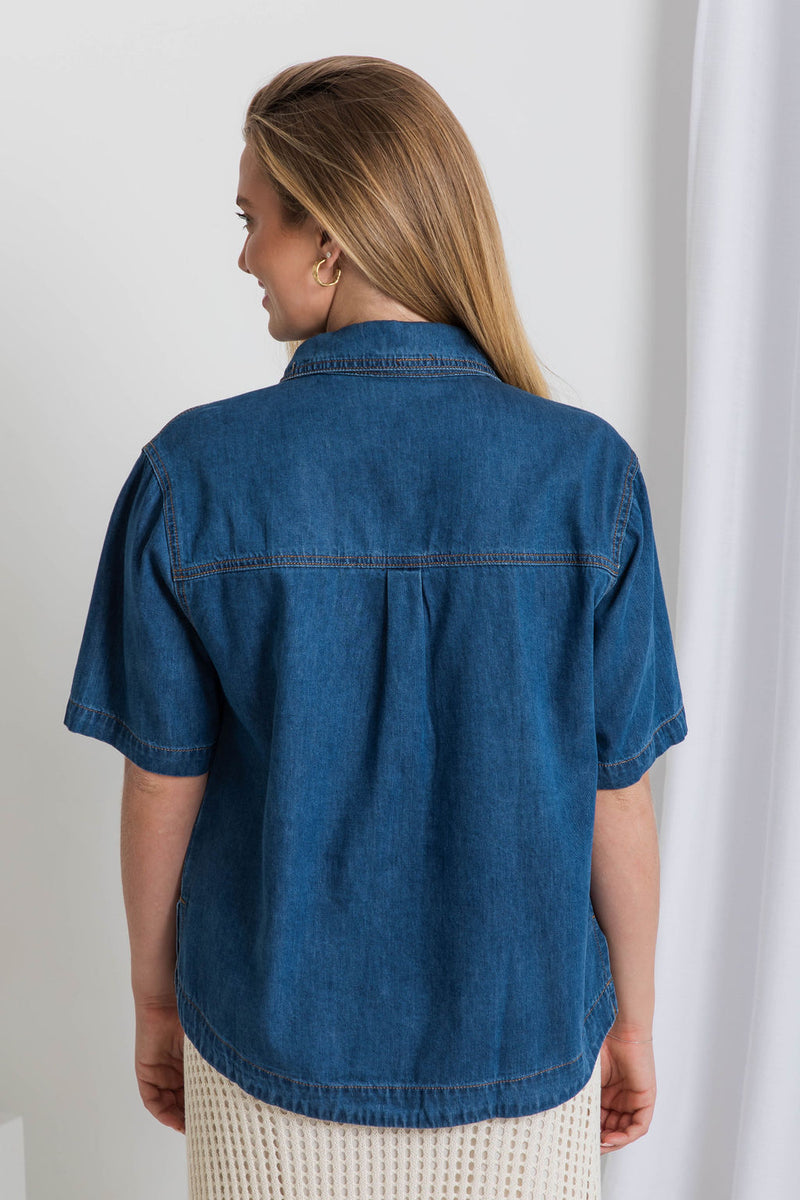 Willow Denim Shirt - Dark Wash - The Self Styler - The Self Styler