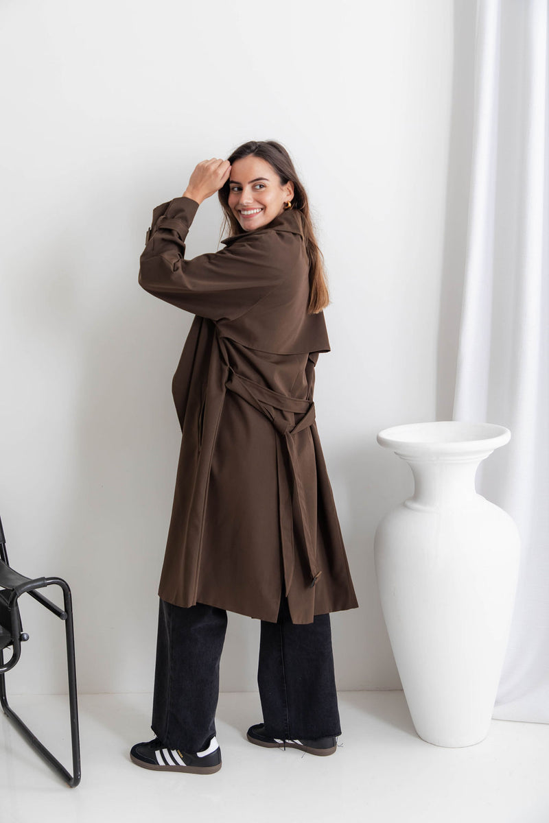 Tallon Trench Coat - Chocolate - The Self Styler