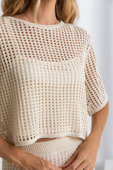 Isabel Crochet Crop Top - Natural - The Self Styler