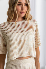 Isabel Crochet Crop Top - Natural - The Self Styler