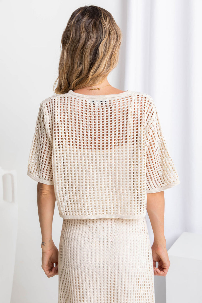 Isabel Crochet Crop Top - Natural - The Self Styler