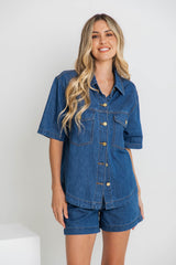 Willow Denim Shirt - Dark Wash - The Self Styler - The Self Styler