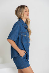 Willow Denim Shirt - Dark Wash - The Self Styler - The Self Styler